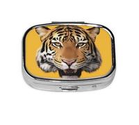 Organizador de pastillas, mini pastillero con 2 compartimentos, perfecto para viajes, cartera o uso de bolsillo, organizador diario ideal para un fácil acceso y comodidad ligera, cabeza de tigre