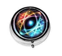 Organizador de pastillas, paquete de forma redonda, pastillero de 3 compartimentos, pastillero portátil, dispensador de píldoras, maravilloso universo