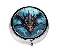 Organizador de pastillas, paquete de forma redonda, pastillero de 3 compartimentos, pastillero portátil, dispensador de píldoras, dragón volador