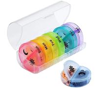 Organizador de pastillas para 7 días, 2 veces al día, caja de viaje portátil para medicamentos diarios, de plástico, pastillero semanal, para píldoras vitaminas, 14,5 cm x 6,5 cm