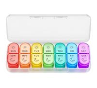 Organizador de pastillas para 7 días, mañana y noche, 2 veces al día, gran caja semanales sin BPA, cajas la con diseño único botón abierto conservar vitaminas medicamentos