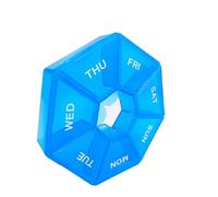 Organizador de pastillas, pastillero pequeño, pastillero azul, organizador semanal de píldoras, organizador de píldoras medicinales, 1 vez al día, contenedor de pastillas, pastillero, organizador