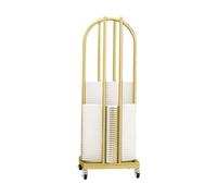 Organizador De Perchas Apilador, Percha De Almacenamiento Móvil 4 En 1, Estante De Almacenamiento De Piso con Ruedas,con Capacidad For 140 Perchas(Gold,100x35x30cmm)