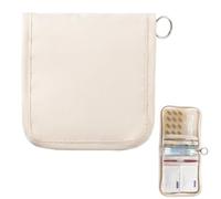 Organizador De Píldoras - Beige Gabardine Silver Ion 5.1x4.7x0.8in, Caja De Cremallera De Almacenamiento De Medicina Plegable, Soporte De Cosméticos De Bolsa De Suplemento Portátil | Equipaje De Viaje