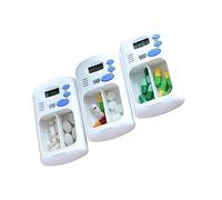 Organizador de píldoras, bonito pastillero, mini organizador digital de medicina con alarma eléctrica, caja de almacenamiento portátil para medicamentos para oficina o viajes, planificador de