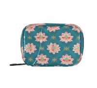Organizador de píldoras con patrón de flores de cultura china con compartimentos desmontables, práctico organizador de bolsas de viaje con cremallera