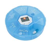 Organizador de píldoras con recordatorio de alarma, 7 rejillas, mini tableta de medicina portátil, píldoras, caja de almacenamiento de dulces, caja organizadora con compartimento grande(azul)