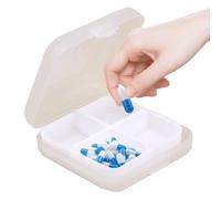 Organizador de píldoras cuadrado, mini pastillero, organizador diario de pastillas, organizador de píldoras de viaje, organizador de medicamentos, portátil, transparente, con cierre a presión