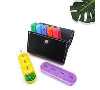 Organizador de píldoras de 7 días con funda de piel sintética, estuche de suplementos de medicamentos abierto por la mañana, mediodía, noche, hora de dormir, contenedor de protección a prueba de polvo