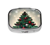 Organizador de píldoras de árbol de regalo de Navidad, cabe en el bolsillo, pastillero portátil de 2 compartimentos para medicamentos, vitaminas y más
