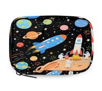 Organizador de píldoras de astronauta espacial de dibujos animados, estuche de medicina de viaje con cremallera, bolsa de almacenamiento diario de vitaminas, portátil, 8 ranuras, pastillero semanal