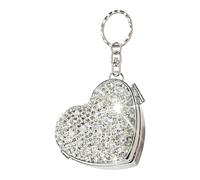 Organizador de píldoras de corazón, contenedor portátil de suplementos, para el estrés y el olvido de medicamentos, tamaño de viaje, espejo discreto de bolsillo, fibra de acero inoxidable 304