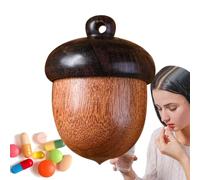 Organizador de píldoras de madera de pino con forma de nuez de pino, organizador de píldoras, bonito accesorio de joyería, organizador de píldoras de medicamentos para el bolso como colgante Uozonit
