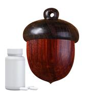 Organizador de píldoras de madera - de tamaño de viaje con forma de piñón