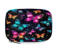 Organizador de píldoras de mariposa colorido Galaxy con cremallera, bolsa de almacenamiento diario de vitaminas, portátil, 8 ranuras, pastillero semanal, soporte para suplementos para el hogar