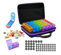 Organizador de píldoras de medicamentos, caja de almacenamiento mensual de medicamentos, pastillero diario portátil con compartimentos etiquetados, contenedor de viaje compacto para aceite de pescado