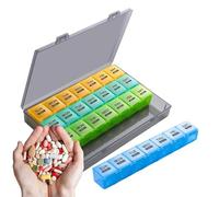 Organizador de píldoras de medicamentos | Pastillero mensual grande para 28 días, organizador de caja de medicamentos, planificador de píldoras, a prueba de polvo, contenedor de medicamentos