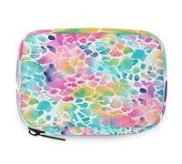 Organizador de píldoras de piel de leopardo colorido abstracto con cremallera, bolsa de almacenamiento diario de vitaminas, portátil, 8 ranuras, pastillero semanal, soporte para suplementos para el
