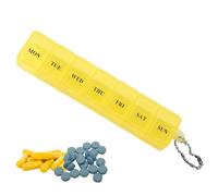 Organizador de píldoras de viaje, almacenamiento semanal de medicamentos, clasificador de píldoras compacto, 15 x 3 x 2 cm, grande para medicamentos, soporte de medicamentos de, pastillero