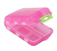 Organizador de píldoras de viaje, caja de píldoras de plástico de 10 compartimentos, caja de píldoras portátil, cerradura de hebilla, soporte de píldoras semanal portátil, contenedor para (rosa roja)