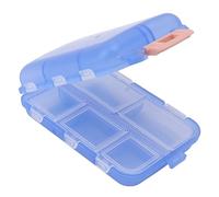 Organizador de píldoras de viaje, caja de píldoras de plástico de 10 compartimentos, caja de píldoras portátil, cerradura de hebilla, soporte de píldoras semanal portátil, contenedor para (azul)