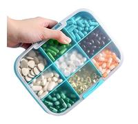 Organizador de píldoras de viaje - Contenedor de vitaminas hermético, estuche de viaje de suplementos | Dispensador de píldoras portátiles con compartimentos, caja de vitamina hermética, contenedor de