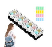 Organizador de píldoras desmontables, caja de píldoras semanales,Cañador de píldoras desmontables semanales | Dispensador de medicina hermética con ranuras de etiqueta para el manejo de medicamentos c