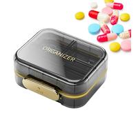 Organizador de píldoras diario de 7 compartimentos, organizador de medicamentos para viajes de negocios, pastillero portátil, pastillero de tamaño de viaje, 8 x 7 x 3,5 cm, para bolso de hombro, bolso