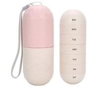Organizador de píldoras en forma de cápsula para viaje, estuche hermético y a prueba de humedad para 7 días, ideal para medicamentos diarios, compacto y portátil, color
