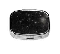 Organizador de píldoras Galaxy Everyday en blanco y negro, cabe en el bolsillo, pastillero portátil de 2 compartimentos para medicamentos, vitaminas y más