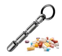 Organizador de píldoras impermeable: de metal, fuerte para tabletas, diseño de llavero, soporte de almacenamiento segmentado de una sola cámara, accesorio de transporte de salud sellado