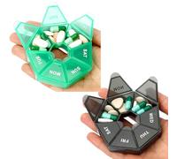 Organizador de píldoras, paquete de 2 pastilleros pequeños, organizador de píldoras 1 vez al día, organizador semanal de píldoras, contenedor de pastillas, pastillero, organizador diario de píldoras,