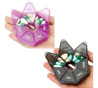 Organizador de píldoras, paquete de 2 pastilleros pequeños, organizador de píldoras de medicamentos 1 vez al día, organizador semanal de píldoras, contenedor de pastillas, pastillero, organizador