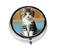 Organizador de píldoras, paquete de forma redonda, 3 compartimentos, pastillero portátil, dispensador de píldoras para dormitorio y gatito
