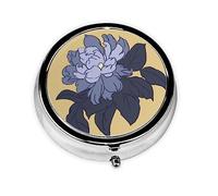 Organizador de píldoras, paquete de forma redonda, 3 compartimentos, pastillero portátil, dispensador de píldoras, flor de peonía de dibujos animados