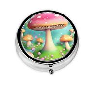 Organizador de píldoras, paquete de forma redonda, pastillero de 3 compartimentos, pastillero portátil, dispensador de píldoras, maravillosos hongos pequeños