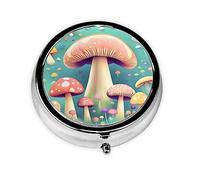 Organizador de píldoras, paquete de forma redonda, pastillero de 3 compartimentos, pastillero portátil, dispensador de píldoras, bonitos hongos pequeños