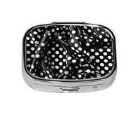 Organizador de píldoras para uso diario con puntos corrugados en blanco y negro, cabe en el bolsillo, pastillero portátil de 2 compartimentos para medicamentos, vitaminas y más