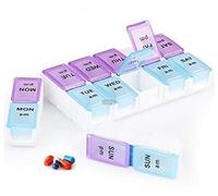 Organizador de píldoras, pastillero E-Crazy dos veces al día, planificador semanal de píldoras con compartimentos desmontables, se puede desmontar como pastillero diario, organizador de pastillas AM