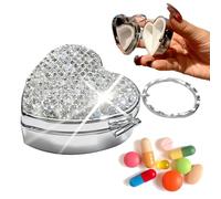 Organizador de píldoras pequeño en forma de corazón | Contenedor portátil de suplementos | Mini organizador de suplementos - para rutina matutina, dosis a la hora de acostarse, horario de trabajo