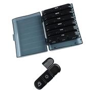 Organizador de píldoras portátil 3 veces al día, 7 días, 21 rejillas, organizador de pastillas, contenedor de medicamentos de viaje, color negro (círculo negro)