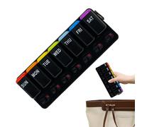 Organizador de píldoras semanal - Diseño ABS duradero del soporte de medicamentos diarios, estuche de almacenamiento portátil, dispensador de viaje seguro, contenedor de vitamina compacto, scat