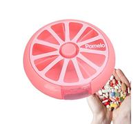 Organizador de píldoras semanal portátil, caja con diseño de torsión, cubierta transparente | Compartimentos codificados por colores, material a prueba de humedad para vitaminas, dulces