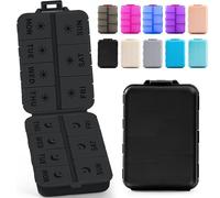 Organizador de píldoras semanal portátil plegable y de doble protección 2 veces al día con etiquetas grabadas, caja de medicamentos AM PM 7 días semanales, dispensador de pastillas de viaje diario