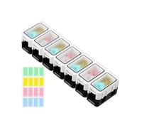 Organizador de píldoras semanales, destachable Daily Pill Box with Airtight Medicine Dispenser, Anti-Moisture Holder, Medication Management System with Label Slots for Easy Access