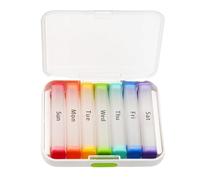Organizador de píldoras semanales, dispensador de suplementos a prueba de polvo, almacenamiento de medicina portátil con compartments for Pocket Travel Purse Daily Capsules Sorting, 5,63 x 4,37 x 1,46
