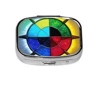 Organizador de píldoras Shine in All Directions, cabe en el bolsillo, pastillero portátil de 2 compartimentos para medicamentos, vitaminas y más