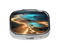 Organizador de píldoras View Under The Moon Everyday y cabe en el bolsillo, pastillero portátil de 2 compartimentos para medicamentos, vitaminas y más