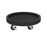Organizador de plantas resistente con ruedas, base móvil redonda con aspecto de cemento para macetas grandes, carrito de jardín interior fácil de mover y bandeja para macetas con ruedas (negro)