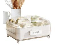 Organizador de Platos de Cocina, Estante a Prueba de Polvo, Estante extraíble, de Almacenamiento Transparente, Armario escurridor de Utensilios con Tapa para encimeras compactas, Cocina en